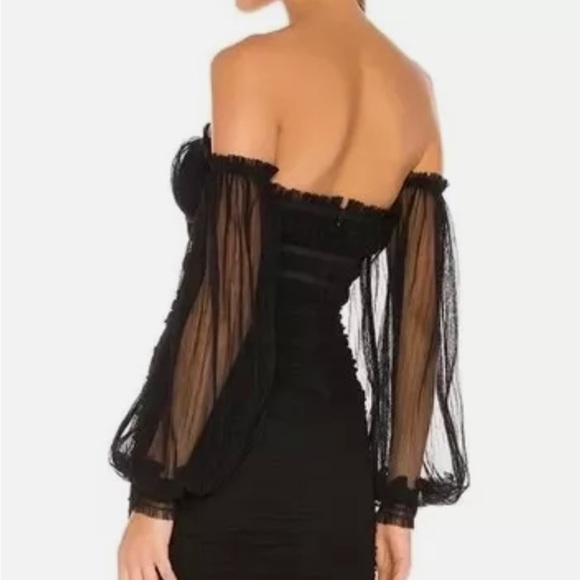Majorelle Zata Mini Dress Black Ruched Long Sleeve Off Shoulder small REVOLVE - Picture 4 of 8